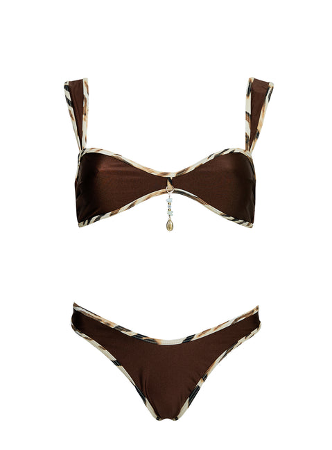 Romola Scoop Bikini Top Brown Multi