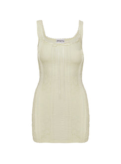 front view of model wearing Princess Polly Sable Mini Dress Cream Square Neck 