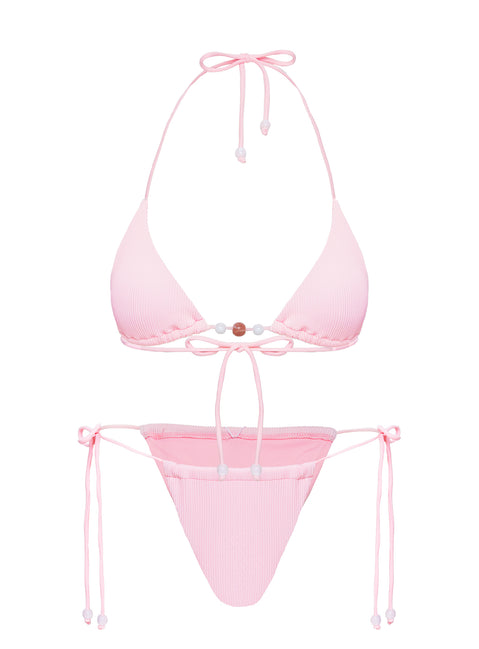 Saide Triangle Bikini Top Pink Stripe