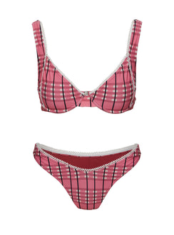 Ellie High Cut Bikini Bottoms Pink Check