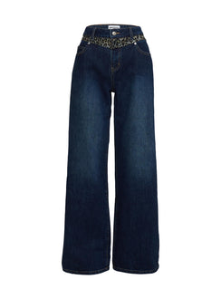 product Princess Polly Savenna Jeans Dark Wash / Leopard High Waisted 
