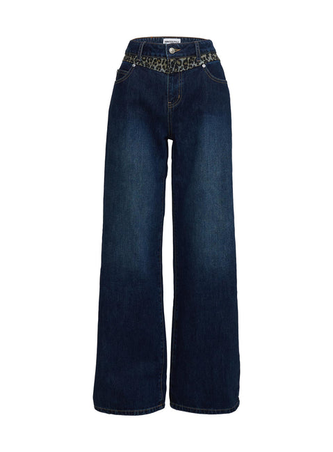 product Princess Polly Savenna Jeans Dark Wash / Leopard High Waisted 