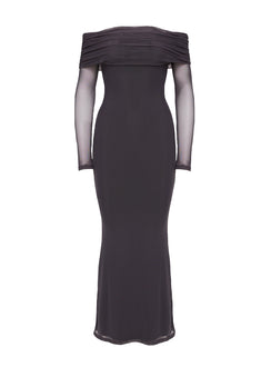 product Princess Polly High Neck  Saywell Off The Shoulder Maxi Dress Charcoal