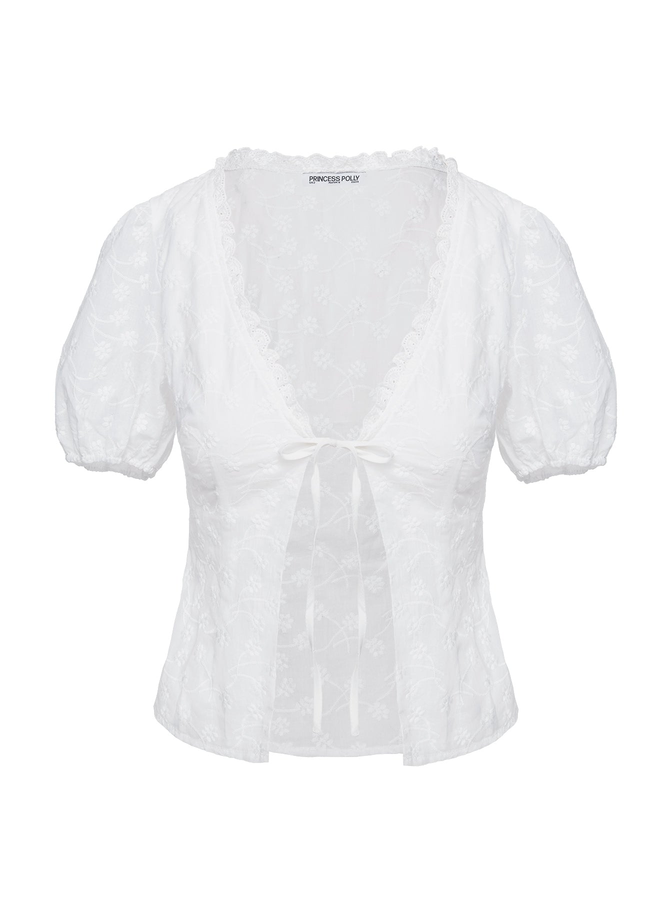 product Princess Polly Sez Top White Short Sleeves Plunger 