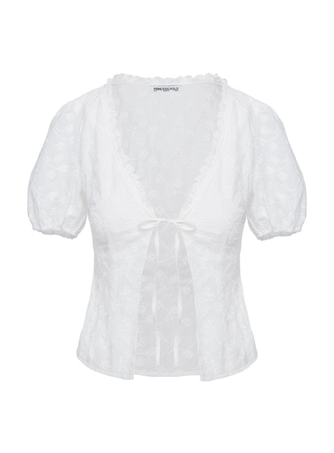 product Princess Polly Sez Top White Short Sleeves Plunger 