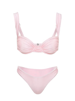 Ellie High Cut Shine Bikini Bottoms Pink