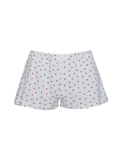 Sleepytea Pointelle Sleep Short White / Red