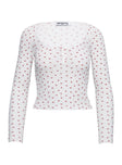 Sleepytea Pointelle Sleep Long Sleeve Top White / Red