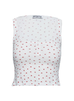 Sleepytea Pointelle Sleep Tank Top White / Red