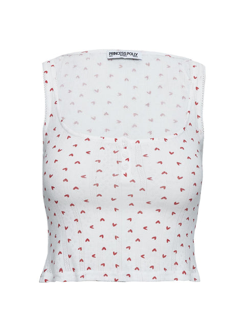 Sleepytea Pointelle Sleep Tank Top White / Red