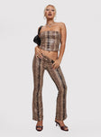 front view of model wearing Princess Polly Slither Pants Snake Print Low Rise Pants 