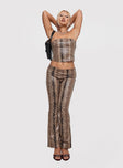 side view of model wearing Princess Polly Slither Pants Snake Print Low Rise Pants 