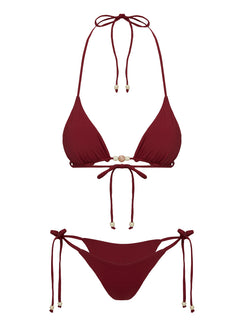 Dizon Tie Side Bikini Bottoms Burgundy