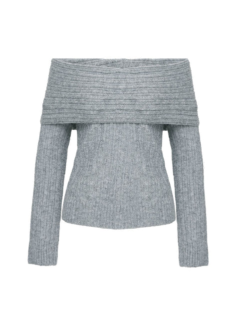 product Princess Polly Snowie Off Shoulder Knit Sweater Grey Long 
