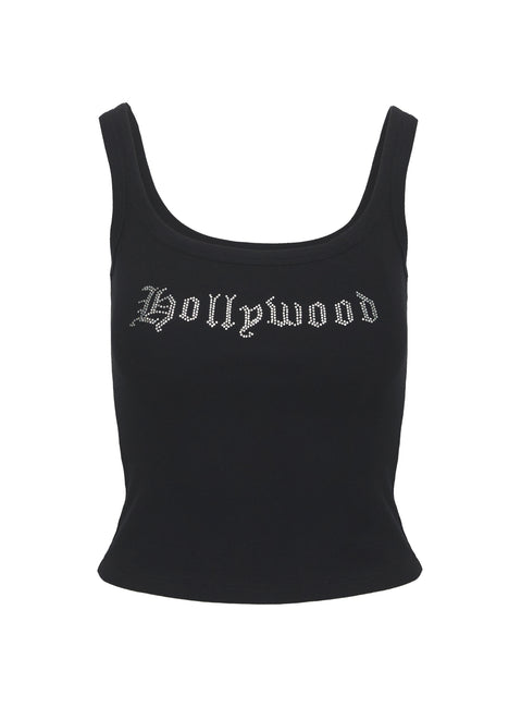side view of model wearing Princess Polly So Famous Top Black Sleeveless Scoop Neck 