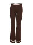 side view of model wearing Princess Polly Square One Pants Brown / Cream High Waisted Pants 