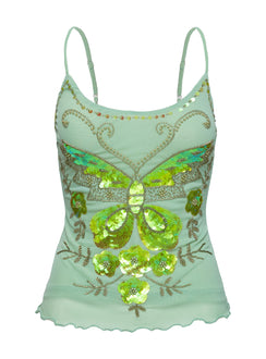 product Princess Polly Start Of Summer Sequin Top Green Sleeveless Scoop Neck 