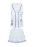 Sun And Palm Trees Vest Set White / Blue