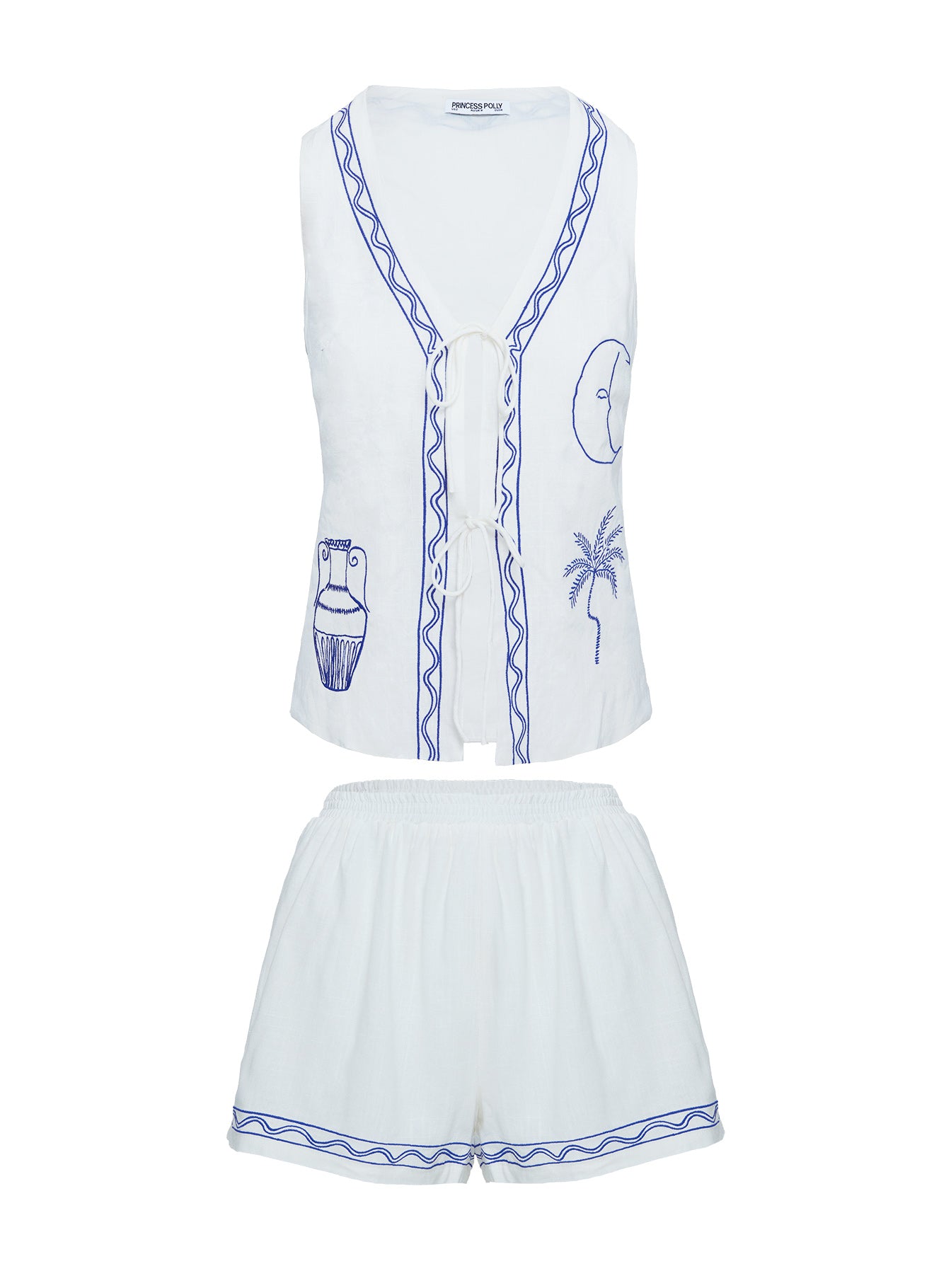 Sun And Palm Trees Vest Set White / Blue