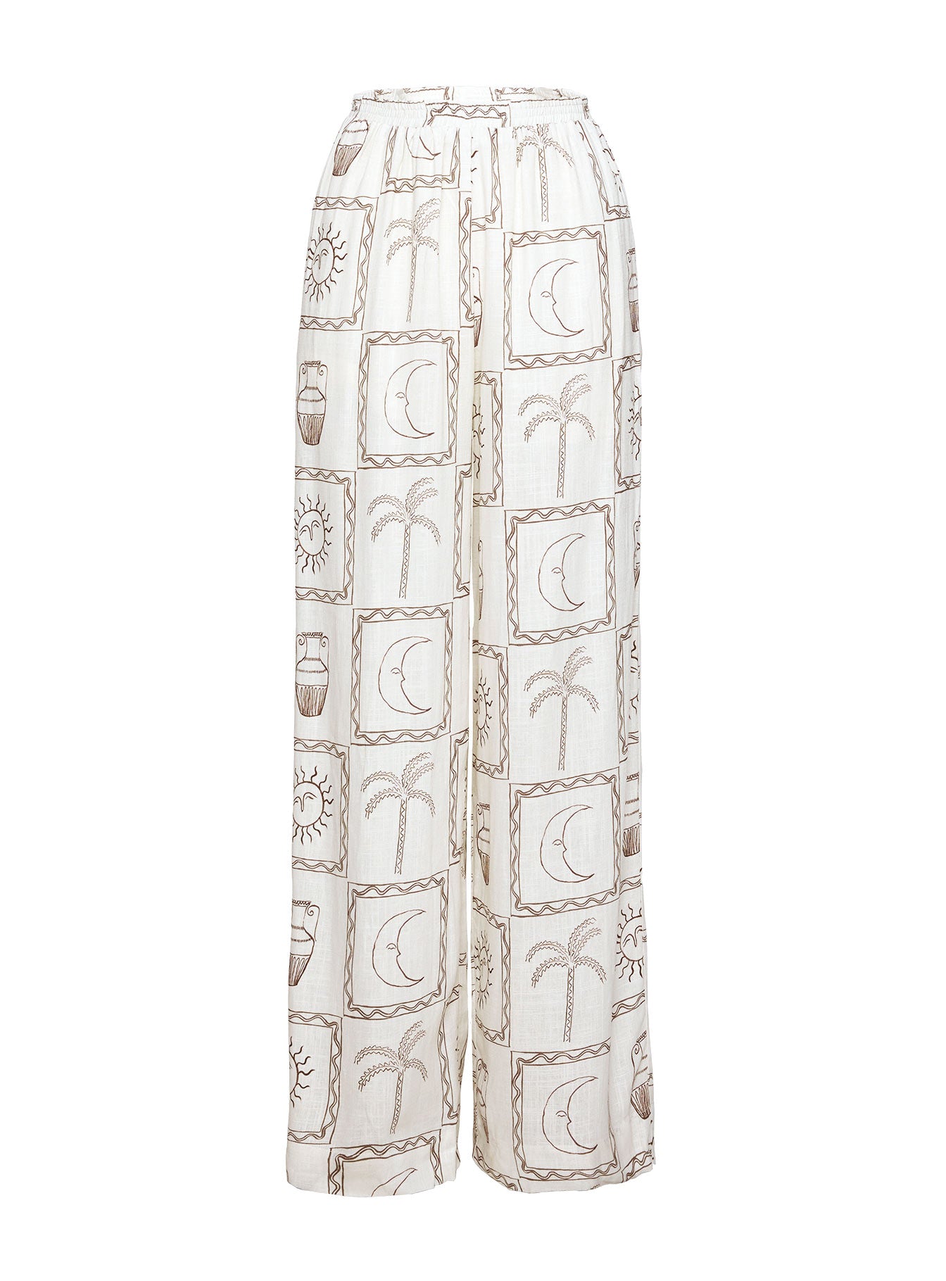 product Princess Polly Sun Dream Pants Cream / Multi High Waisted Pants 