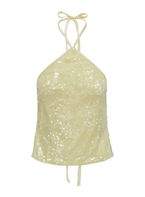 product Princess Polly Sun Salutations Halter Top Yellow Sleeveless Asymmetric Neckline 