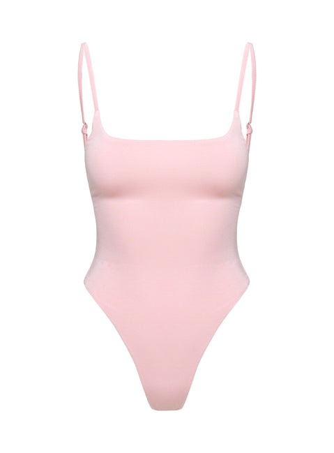 back view of model wearing Princess Polly Sweet Life Bodysuit Pink Sleeveless 