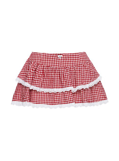 product Princess Polly Sweet Surrender Skort Red Gingham Low Rise Shorts 