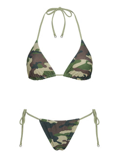 Selbie String Ruched Bikini Bottoms Camo