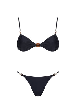 Tan Lines Bead Detail Bikini Bottoms Black