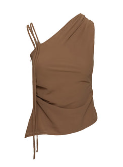 product Princess Polly Smash Hit One Shoulder Top Brown Sleeveless Asymmetric Neckline 