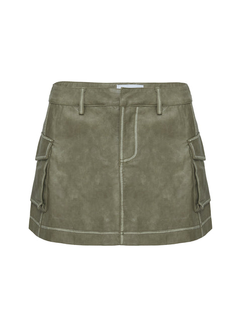 Tanza Faux Leather Mini Skirt Green Mini Skirts 