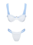 Summer Season Ruched Side Bikini Bottoms Blue / White