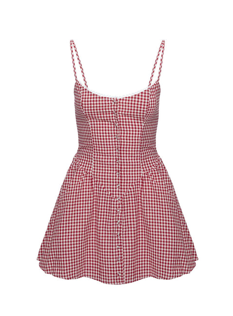 product Princess Polly Toulouse Mini Dress Red Gingham Scoop Neck 