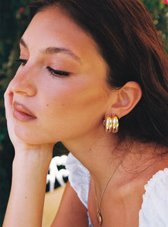 Take My Breath Double Hoop Earring Gold