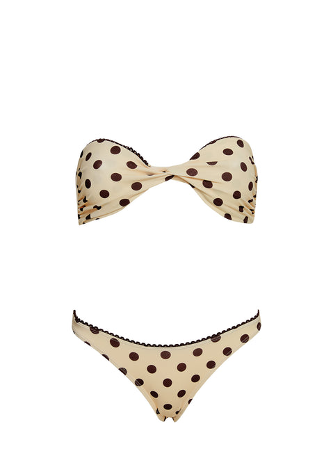Tamrali Bandeau Bikini Top Yellow Polka Dot