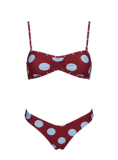 Calbira Cheeky Bikini Bottoms Red / Blue Polka Dot