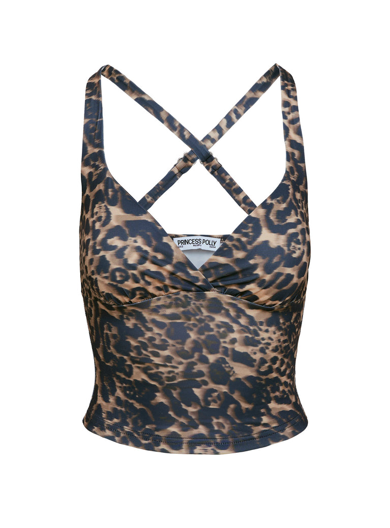 product Princess Polly Wandella Tank Brown Leopard Sleeveless Plunger 