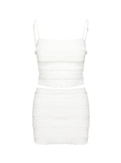 Waylon Ruffle Set White