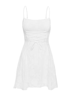 product Princess Polly Wispie Lace Up Mini Dress White Square Neck 