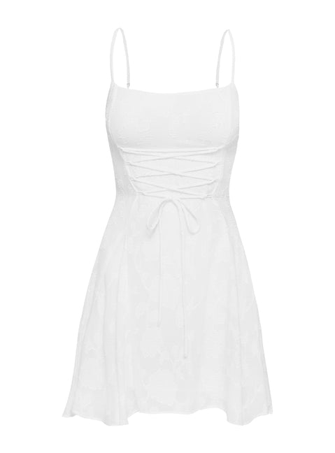 product Princess Polly Wispie Lace Up Mini Dress White Square Neck 