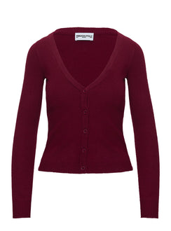 back view of model wearing Princess Polly York Cardigan Cherry Red 