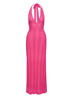 product Princess Polly Zoi Lace Halter Maxi Dress Hot Pink Plunger 