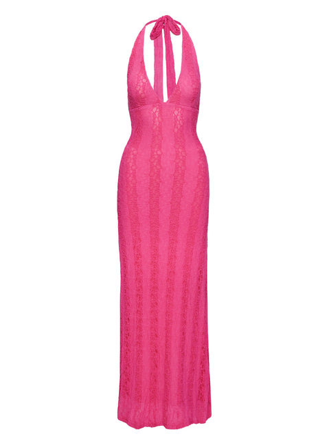 product Princess Polly Zoi Lace Halter Maxi Dress Hot Pink Plunger 
