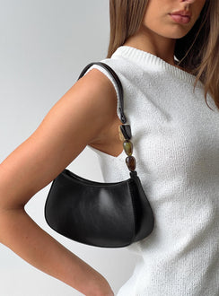 Contradiction Bead Detail Shoulder Bag Black