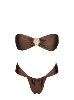 Summer Season Ruched Side Bikini Bottoms Brown