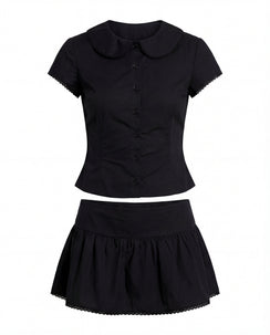 Sweet Treat Button Up Co-ord Black