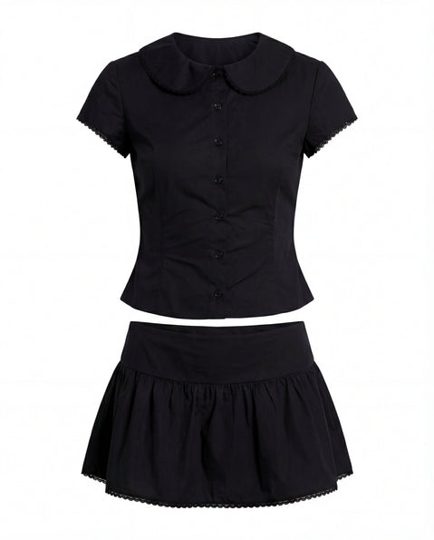 Sweet Treat Button Up Co-ord Black