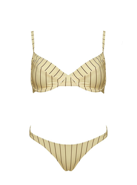 The Deep End Bikini Top Yellow Stripe