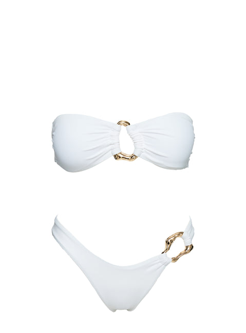 Waves Crashing Bikini Top White