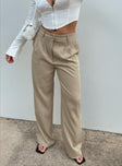 Front view of model wearing  front Princess Polly  Archer Pants Taupe Eco Tall